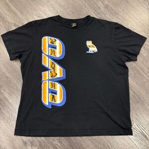 OVO October’s Very Own Liquid Chrome Runner Tshirt, Men’s XL, Black and Orange